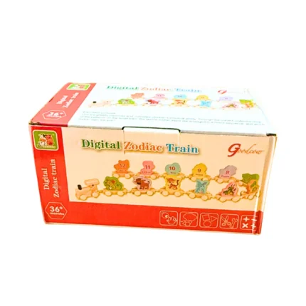 Tren educativo con vagones ilustrados de los signos del zodíaco, ideal para desarrollar lenguaje, categorización y juego simbólico en niños con trastornos del lenguaje o TEA