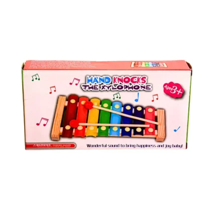 Xilófono de madera de 8 notas con baquetas, ideal para iniciación musical, coordinación ojo-mano y regulación sensorial en niños con TEA o hipersensibilidad auditiva
