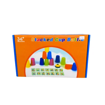 Juego de mesa de vasos apilables de colores, ideal para desarrollar velocidad de procesamiento, coordinación ojo-mano y atención en niños con TDAH o TEA