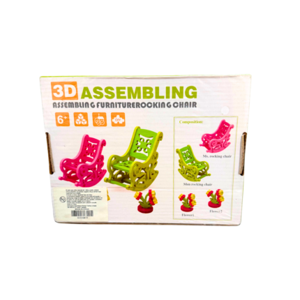 Set armable de muebles 3D para niños desde 6 años, ideal para desarrollar motricidad fina, percepción espacial y juego simbólico en sesiones de Terapia Ocupacional y psicopedagogía